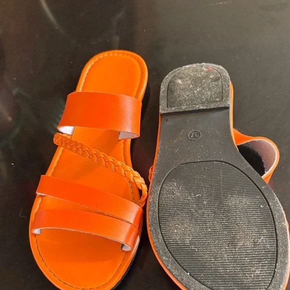 Vibrant Orange Strappy Sandals - Picture 2 of 2